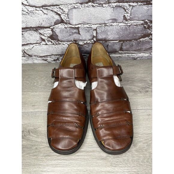 Mezlan Diablo Brown Leather Fisherman Strap Casual Sandals Men’s Sz 11M US/44EU - Picture 1 of 16